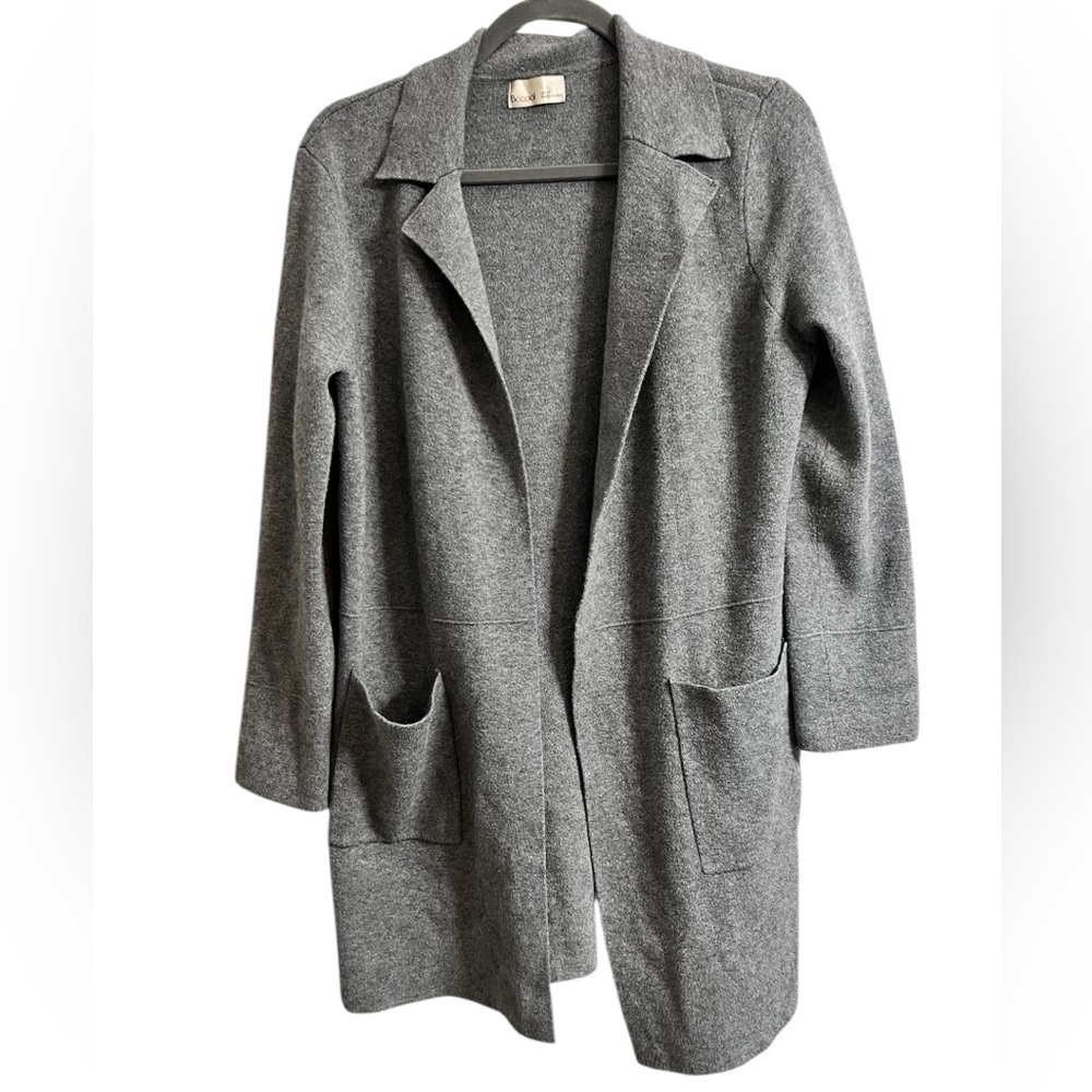 Be Cool Women’s Grey Long Cardigan with Collar Detail